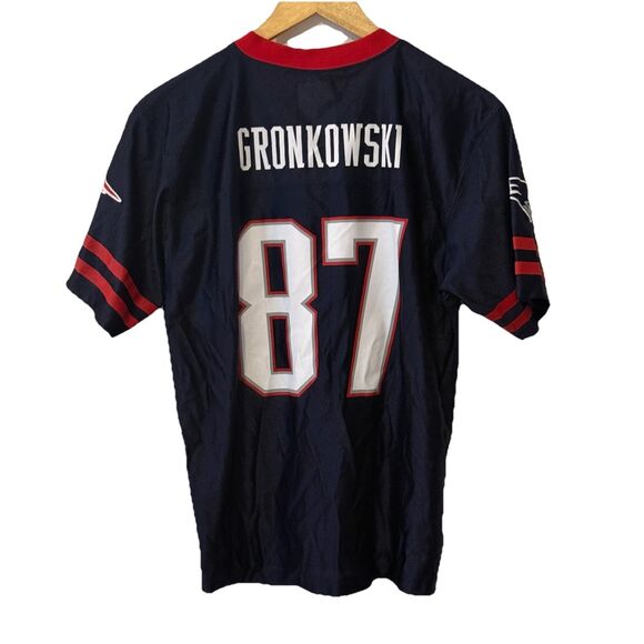 Youth L Rob Gronkowski #87 New England Patriots NFL Jersey Blue 14/16 Excellent - Picture 2 of 8